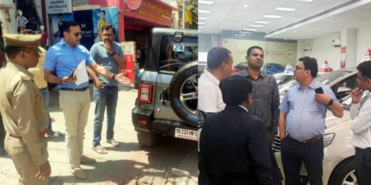 हजरतगंज व सिंकदर बाग में चला अभियान, महिंद्रा व टोयोटा के सामने हुई चेकिंग