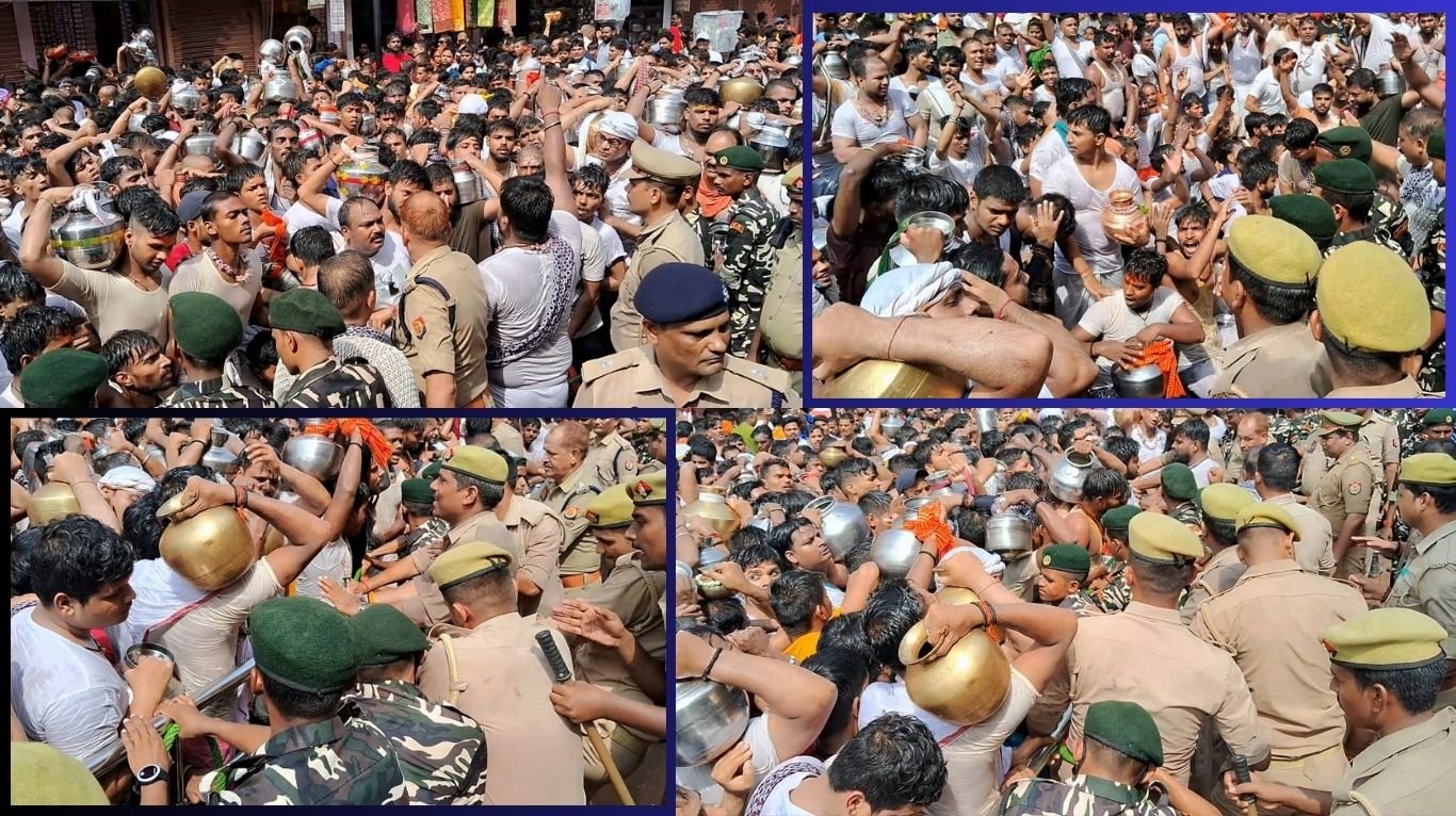 Baba Kashi Vishvanath : बंदिशों को पारकर यादव बंधुओं ने किया बाबा का जलाभिषेक, पुलिस से हुई नोक-झोंक, बैरिकेड को भी तोड़ा…. Baba Kashi Vishvanath