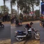 Amroha की सड़क बनी ‘स्लिप ज़ोन’: बैक टू बैक गिरे दर्जनों बाइक सवार, वीडियो वायरल Amroha